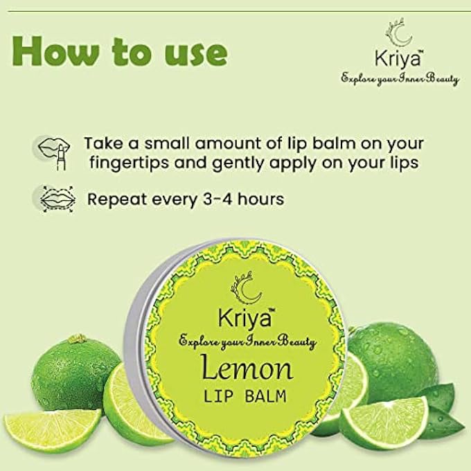 Kriya NATURAL LEMON LIP BALM TO PROTECT & HEAL LIPS | LIGHTEN AND BRIGHTEN DARK LIPS| HEAL CHAPPED CRACKED DRY LIPS | ACTIVE NOURISHING CARE | INTENSE MOISTURIZATION | SUITABLE FOR | PACK OF 2 - Image 3
